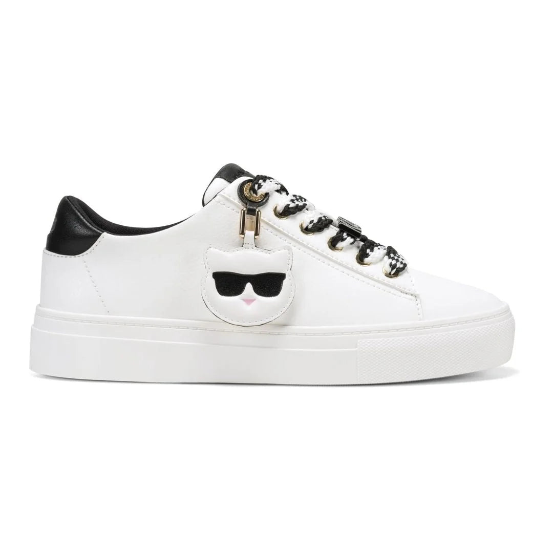 KARL LAGERFELD PARIS Capree Lace Up With Choupette Charm Sneakers Women - WHT