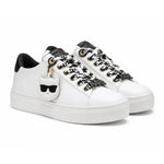 KARL LAGERFELD PARIS Capree Lace Up With Choupette Charm Sneakers Women - WHT - White / 35