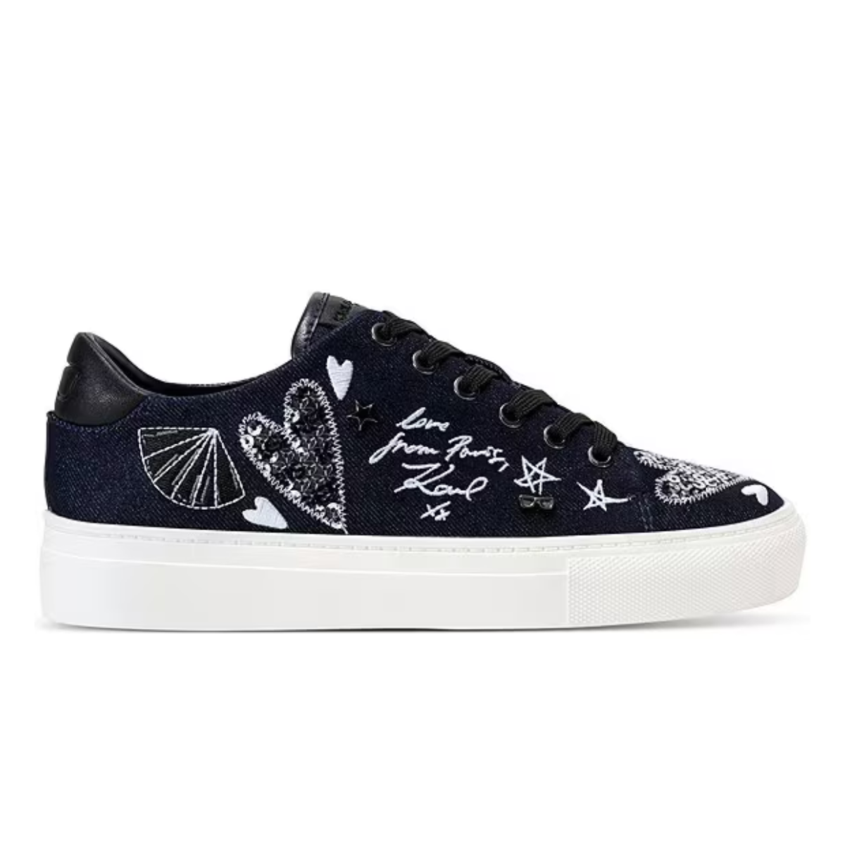 KARL LAGERFELD PARIS CATE IKONIC LACE UP Sneakers Women - BLK - Black / 35