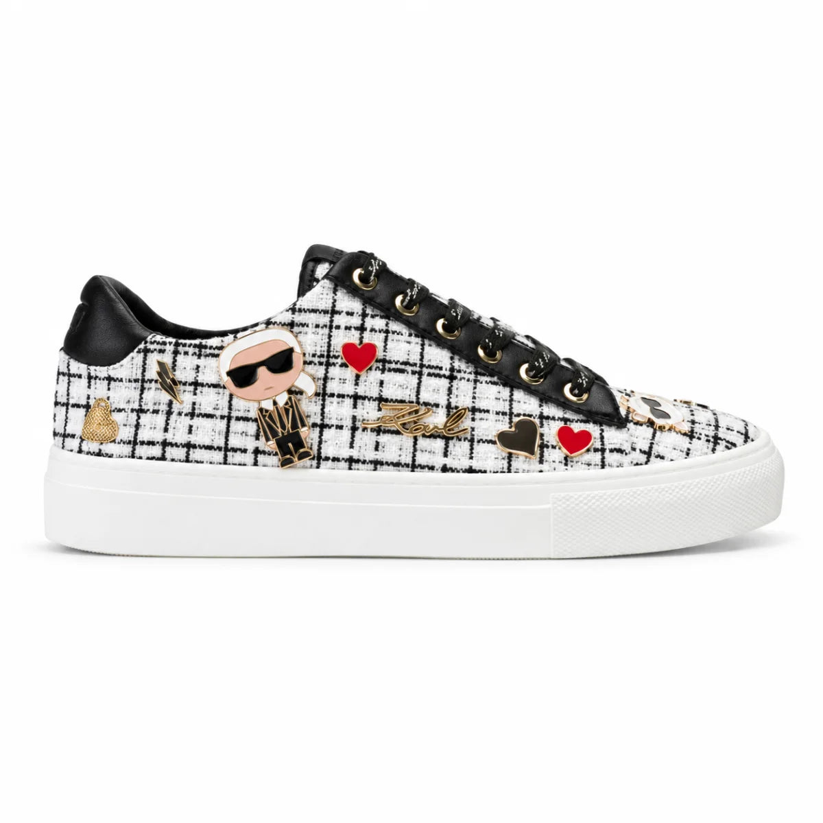 KARL LAGERFELD PARIS Cate Pin Logo Sneakers Women - WHTBLK - White-Black / 35