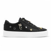 KARL LAGERFELD PARIS Cate Pins Black Tennis Shoes Sneaker Women-BLK - Black / 35