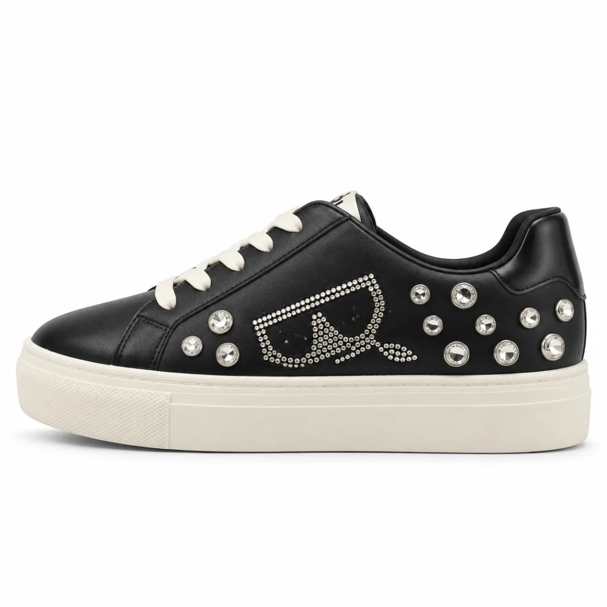 KARL LAGERFELD PARIS Cate Pins Black Tennis Shoes Sneaker Women- BLK - Black / 35