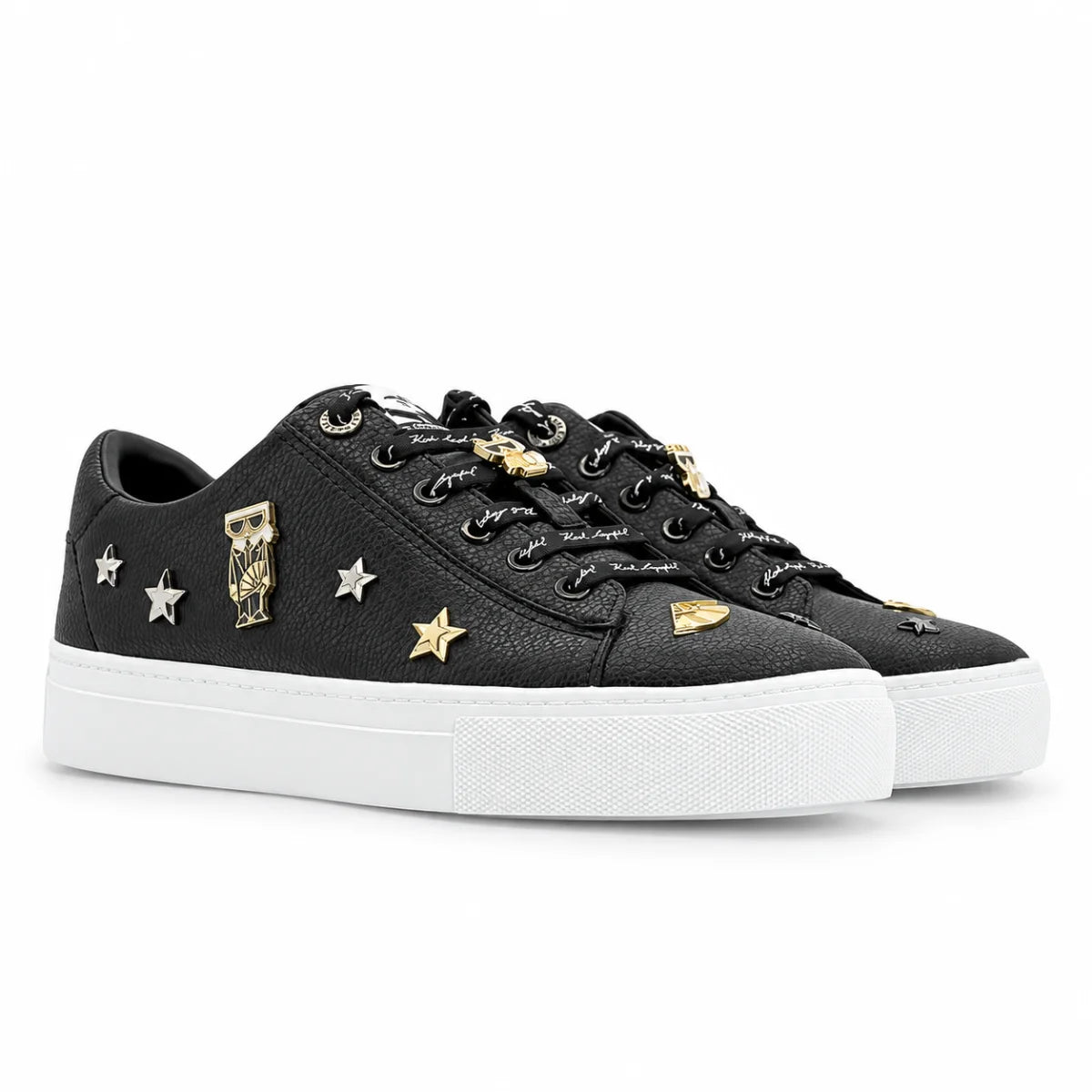 KARL LAGERFELD PARIS Cate Pins Black Tennis Shoes Sneaker Women-BLK