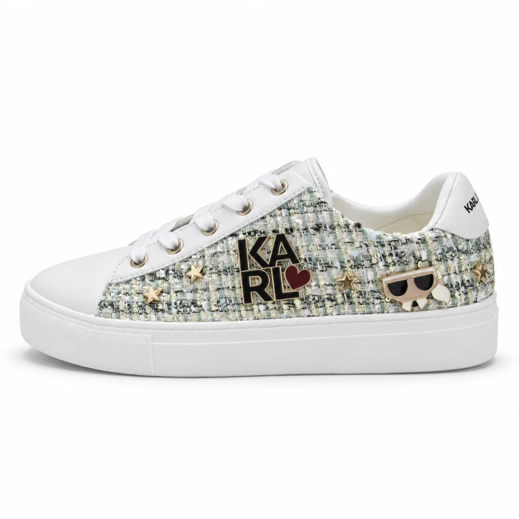 KARL LAGERFELD PARIS Cate Pins Lace Up Sneakers -Women -WHT