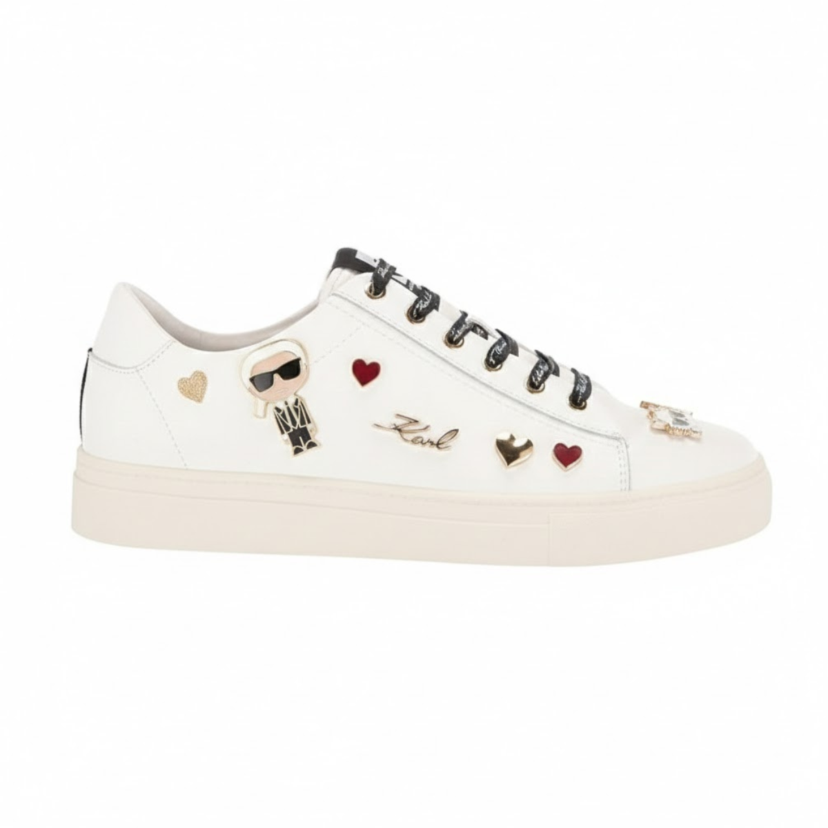 KARL LAGERFELD PARIS CATE PINS LACE UP Sneakers Women - WHT - White / 35