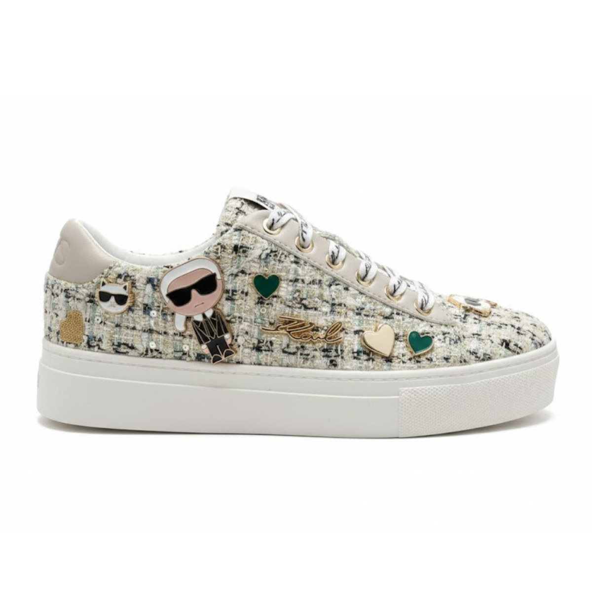 KARL LAGERFELD PARIS CATE PINS LACE UP2 Sneakers Women - BEGMNT - Beige-Mint / 35