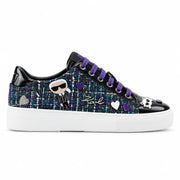 KARL LAGERFELD PARIS Cate Pins Tweed Lace Up Sneakers Women - BLK - Black / 35