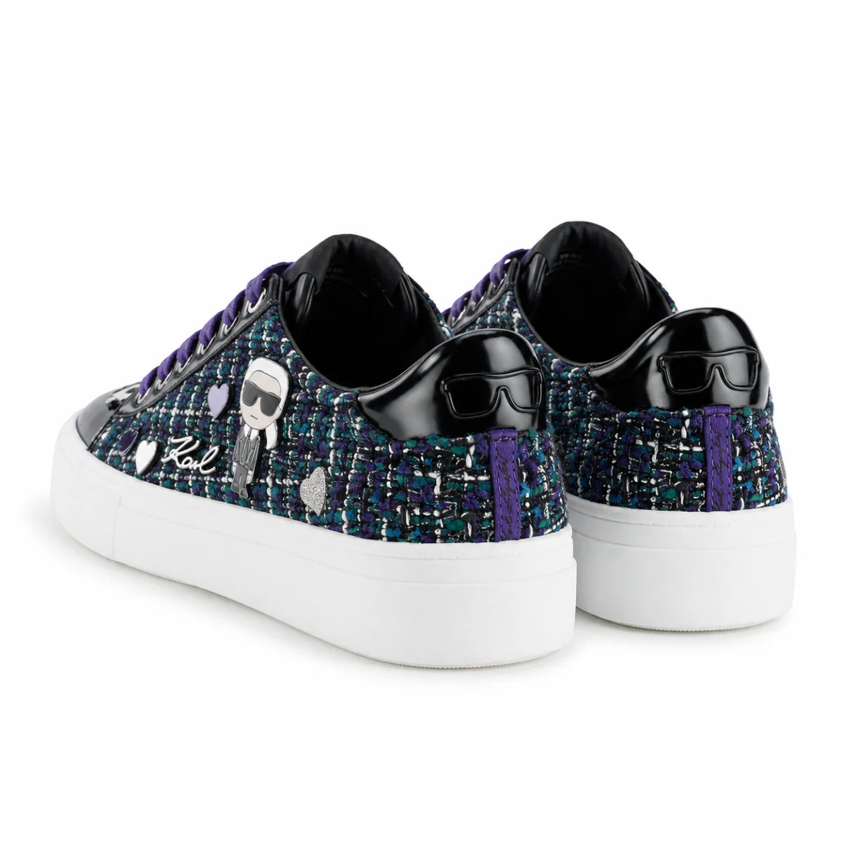 KARL LAGERFELD PARIS Cate Pins Tweed Lace Up Sneakers Women - BLK