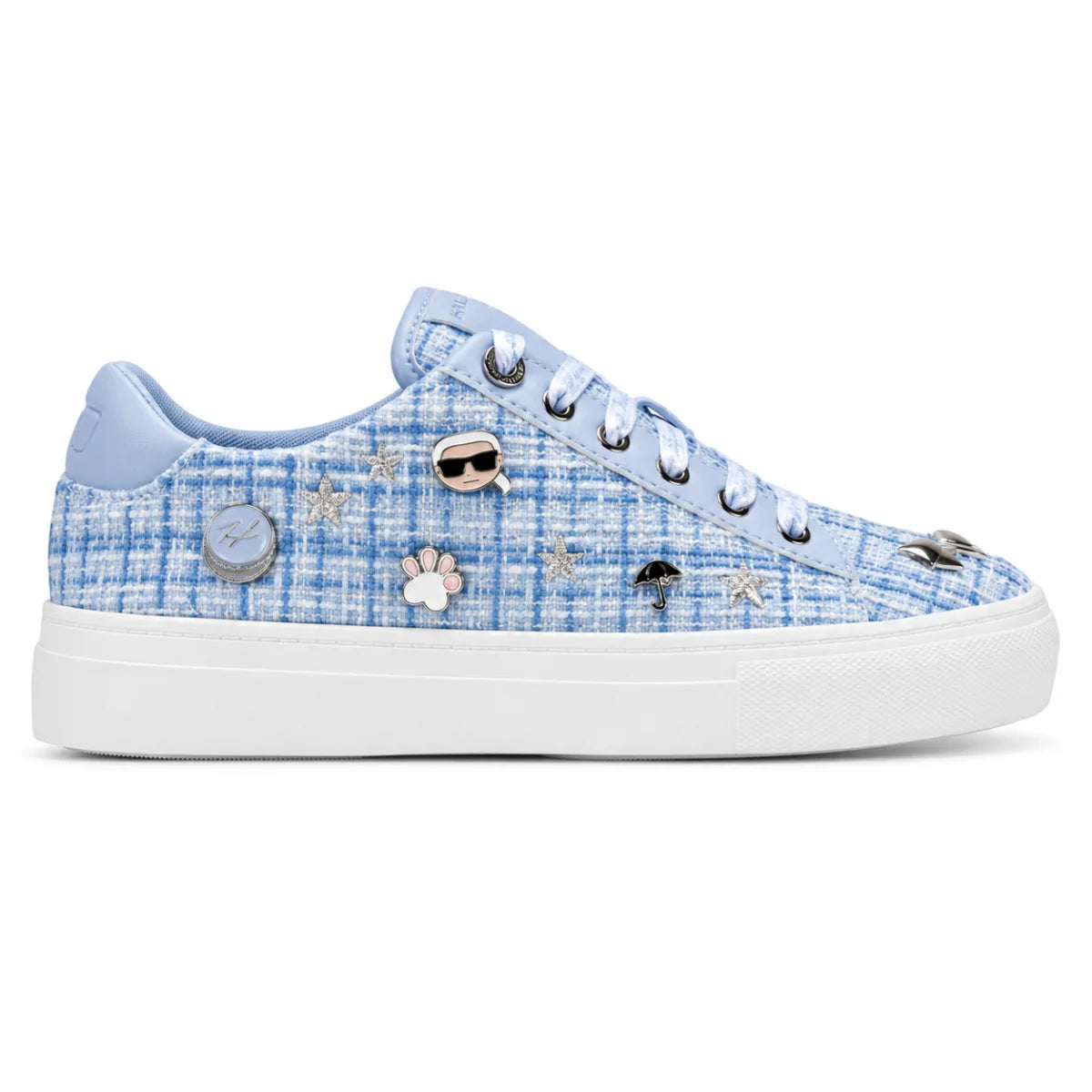 KARL LAGERFELD PARIS Cate Pins Tweed Lace Up Sneakers Women - BLU - Blue / 35