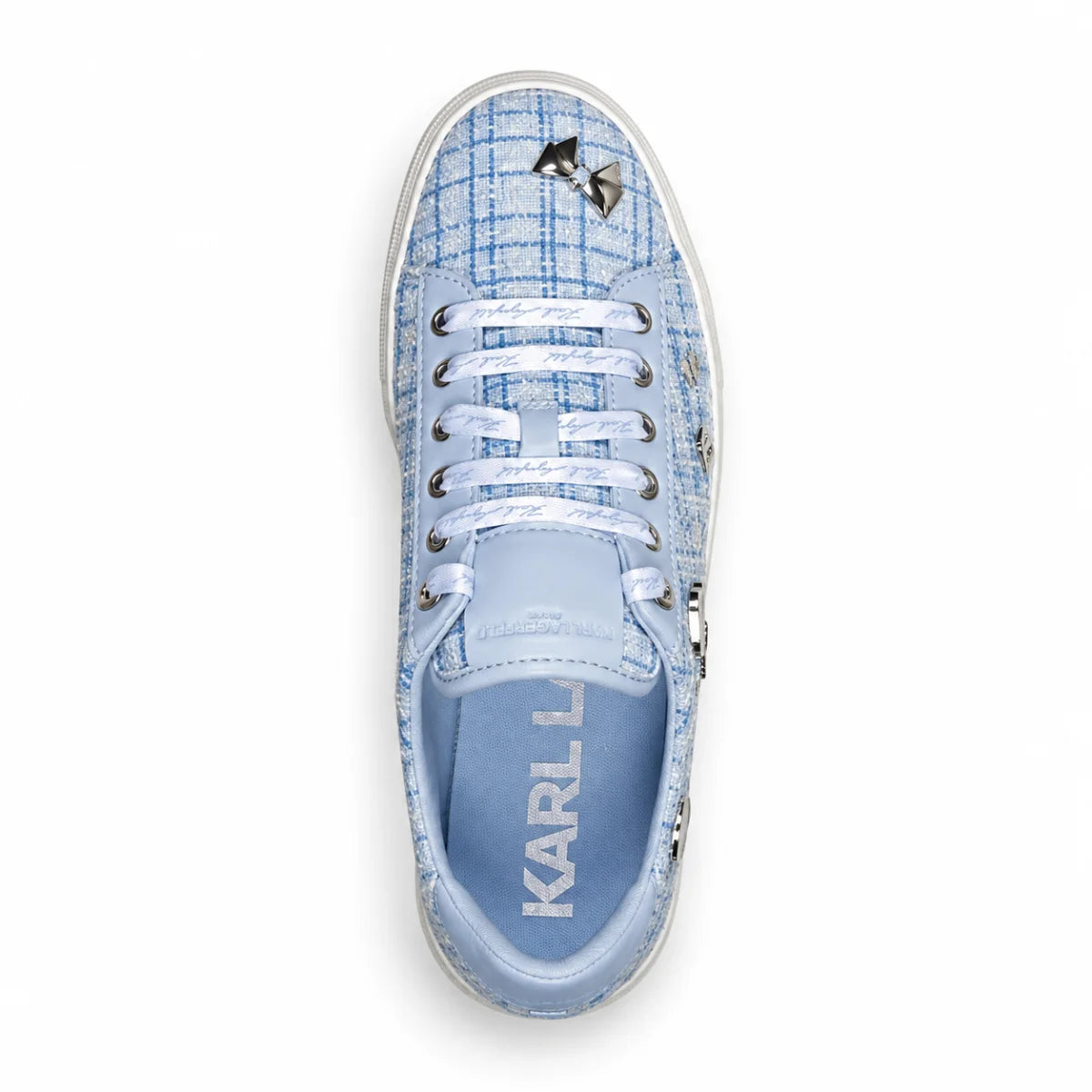 KARL LAGERFELD PARIS Cate Pins Tweed Lace Up Sneakers Women - BLU