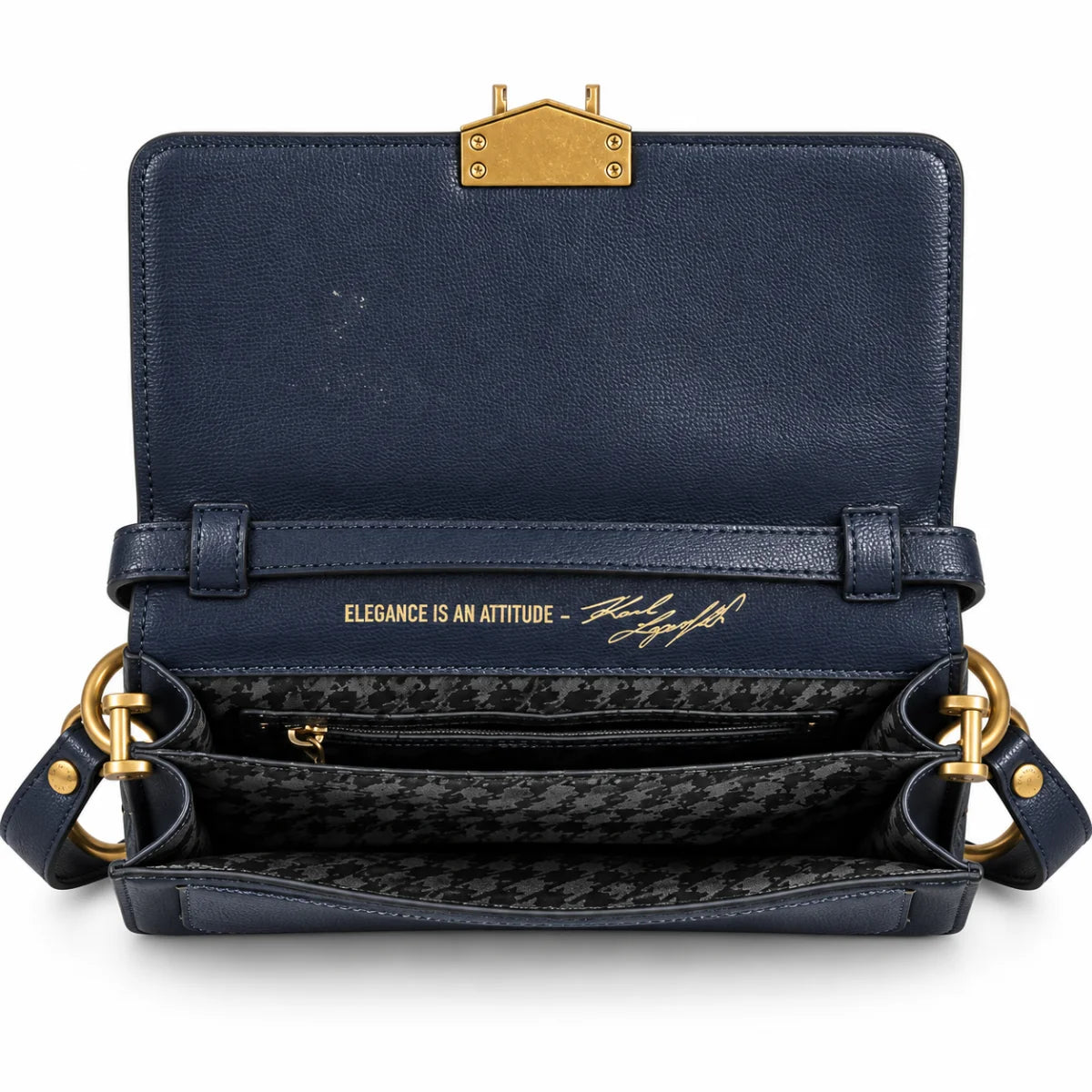 Karl Lagerfeld Paris Checkered Choupette Shoulder Bag - NVY - Navy