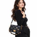 Karl Lagerfeld Paris Checkered Choupette Shoulder Bag - NVY - Navy