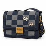 Karl Lagerfeld Paris Checkered Choupette Shoulder Bag - NVY - Navy