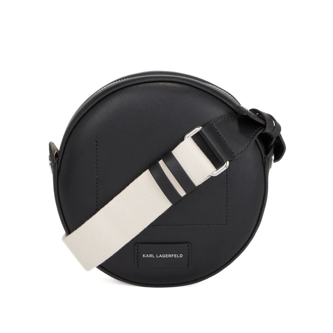 Karl Lagerfeld Paris Circle Round Patch Crossbody Bag 236W3095-BLK - Black
