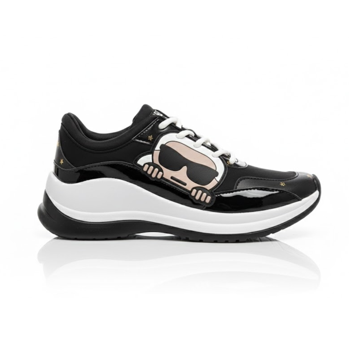 KARL LAGERFELD PARIS Coty Everyday Lace Up Sneakers Women - BLK - Black / 35