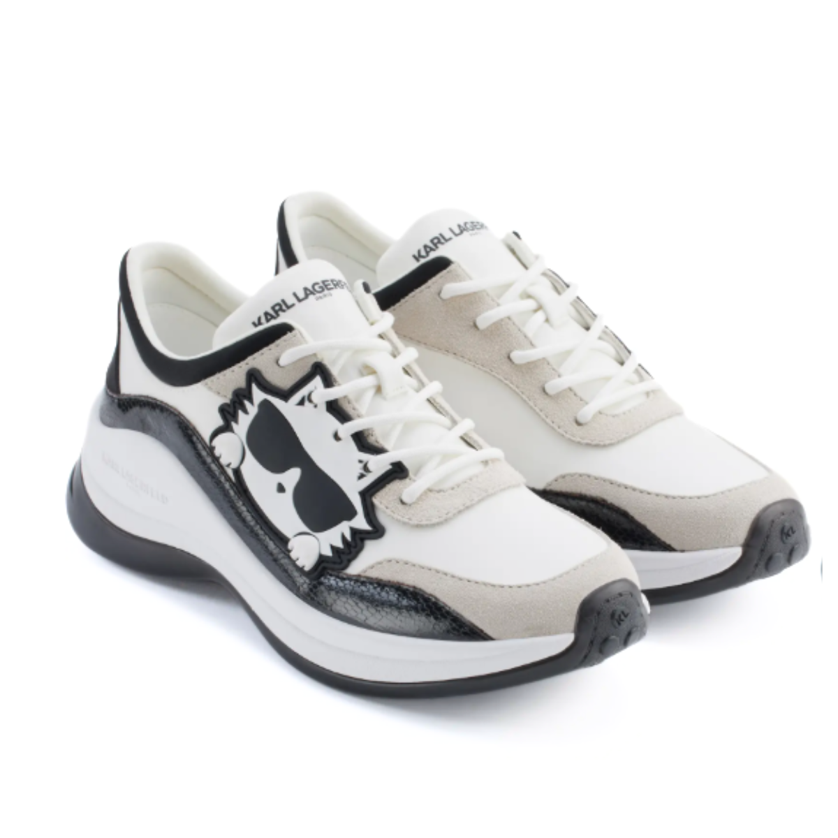 KARL LAGERFELD PARIS Coty Everyday Lace Up Sneakers Women - WHTBEG
