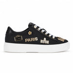 KARL LAGERFELD PARIS Cushioned Insole Everyday Cate Rue Pins - Lace Up Sneaker Women- BLK - Black / 35