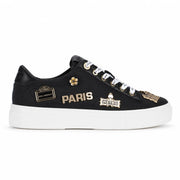 KARL LAGERFELD PARIS Cushioned Insole Everyday Cate Rue Pins - Lace Up Sneaker Women- BLK - Black / 35