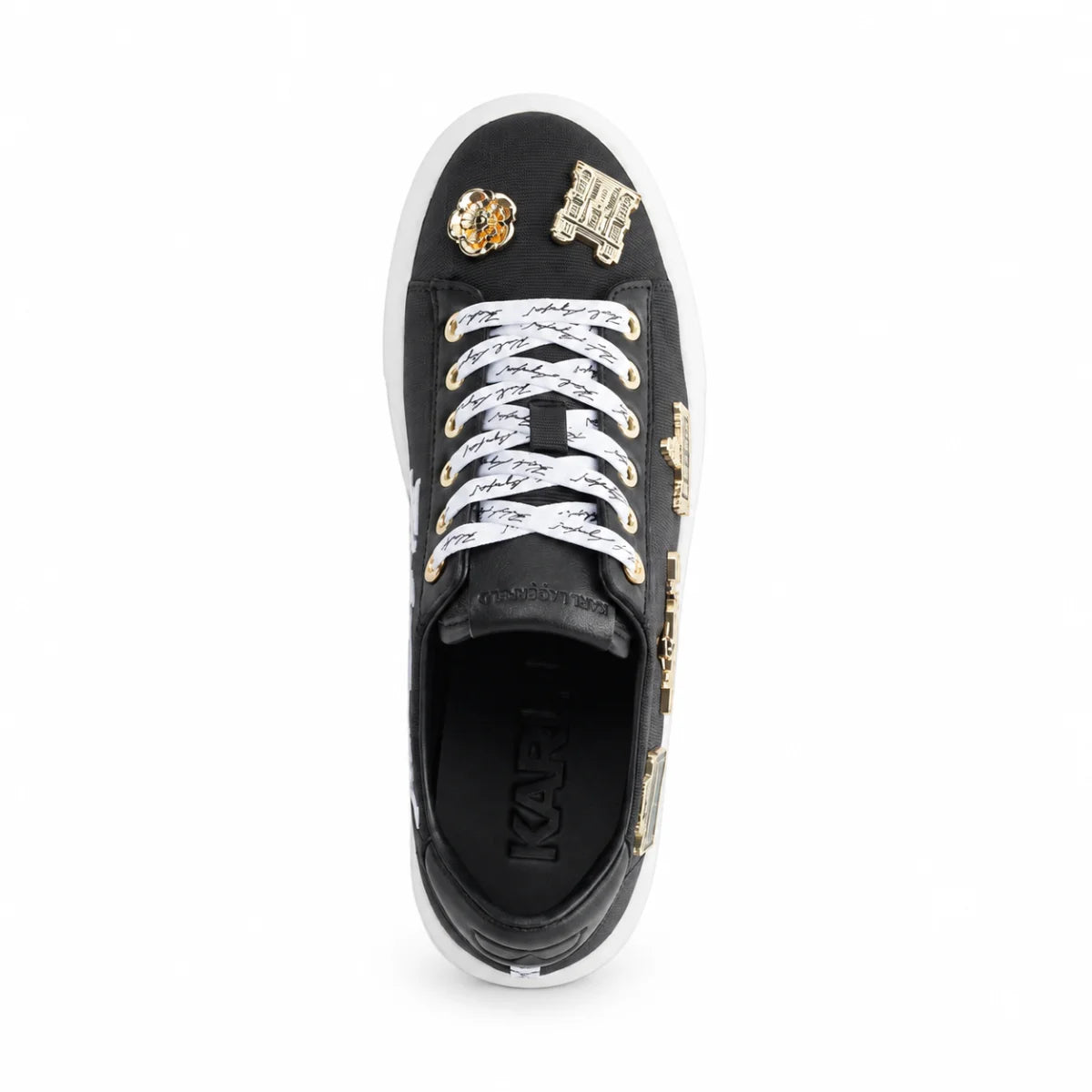 KARL LAGERFELD PARIS Cushioned Insole Everyday Cate Rue Pins - Lace Up Sneaker Women- BLK