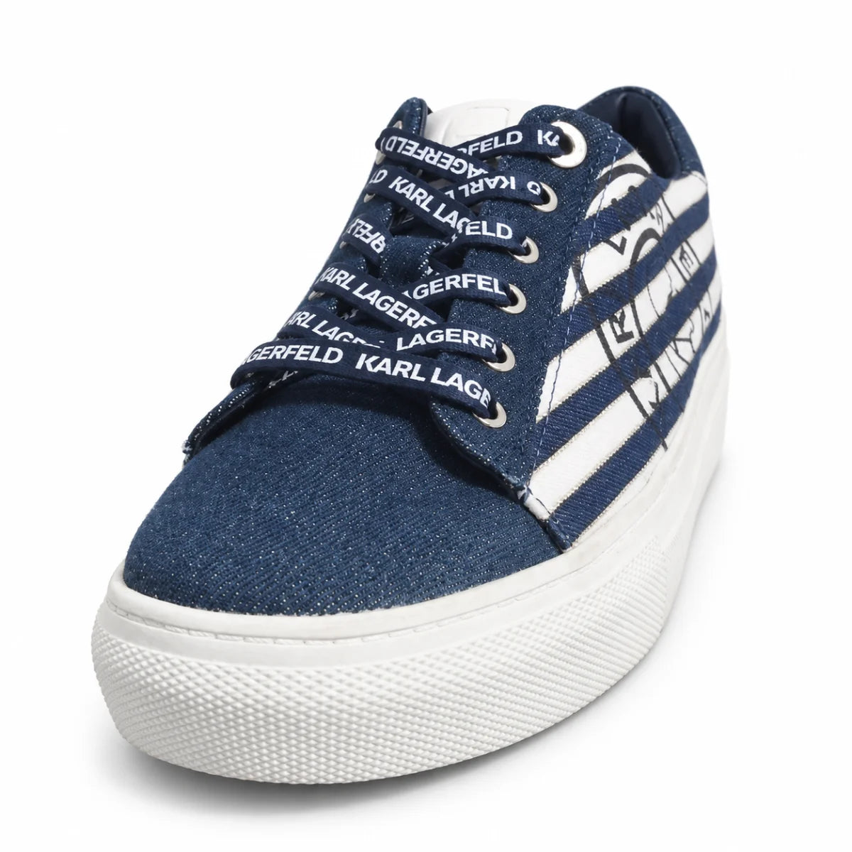 KARL LAGERFELD PARIS Cute Logo Denim Sneakers Women -BLU
