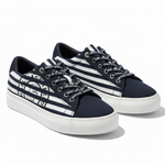 KARL LAGERFELD PARIS Cute Logo Denim Sneakers Women - WHTNVY - White-Navy / 35