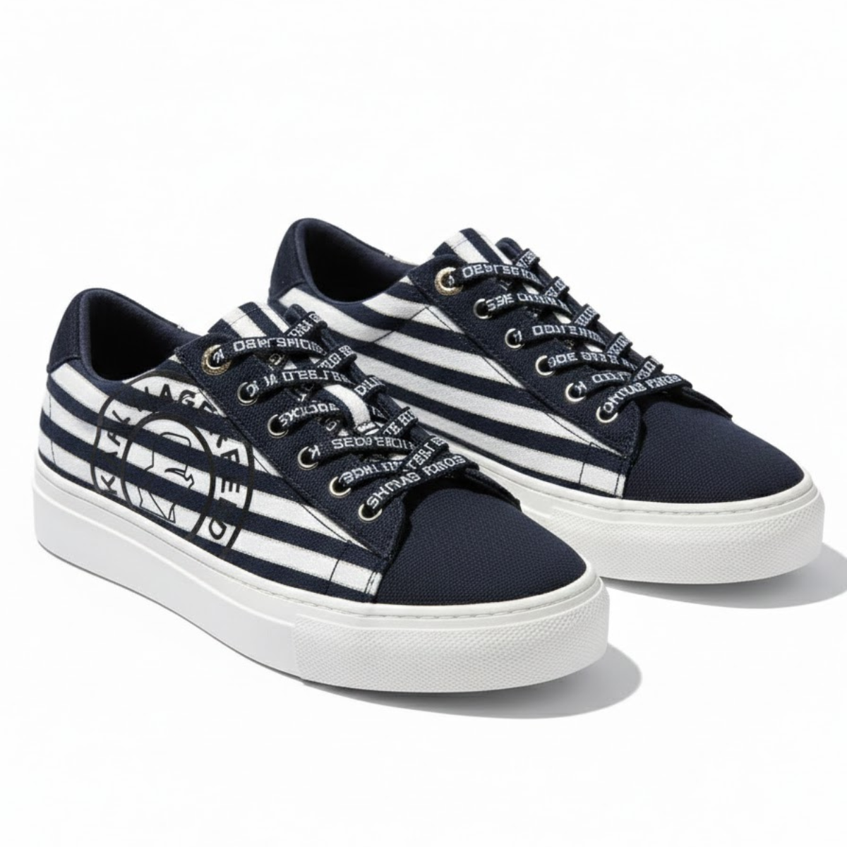 KARL LAGERFELD PARIS Cute Logo Denim Sneakers Women - WHTNVY - White-Navy / 35