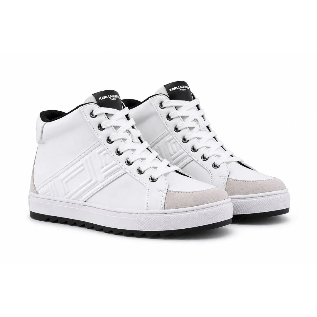 KARL LAGERFELD PARIS Debossed Logo High-Top Sneakers Men - WHT