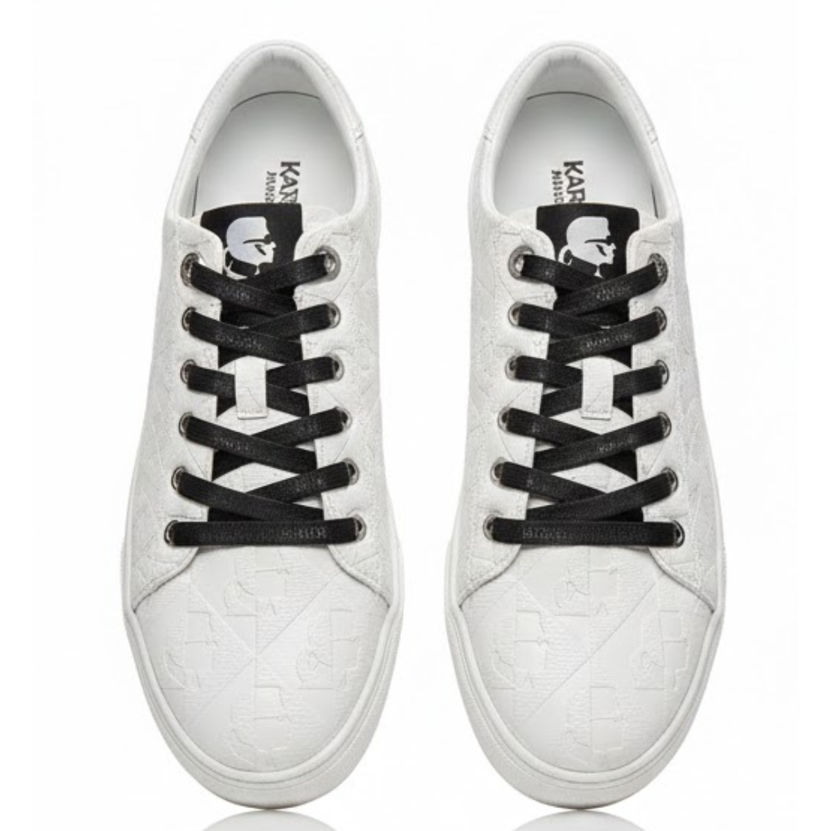 KARL LAGERFELD PARIS DIAMOND EMBOSESED LACE UP Sneakers Women - WHT