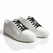 KARL LAGERFELD PARIS DIAMOND EMBOSESED LACE UP Sneakers Women - WHT - White / 35