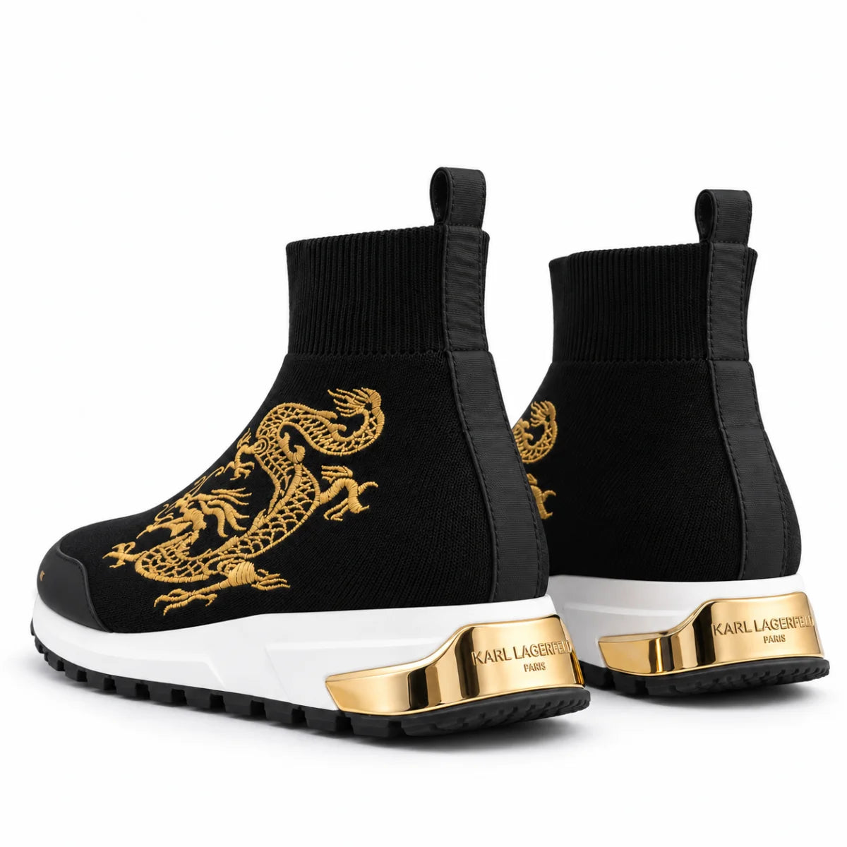 KARL LAGERFELD PARIS Dragon-Embroidered Sock Sneakers Women - BLK