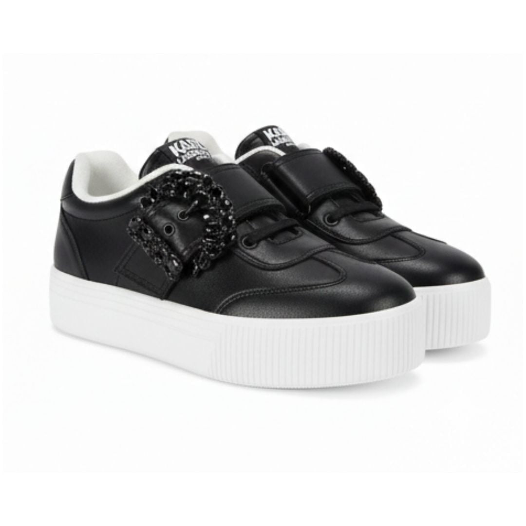KARL LAGERFELD PARIS Embellished Buckle Platform Sneakers Women - BLK - Black / 35