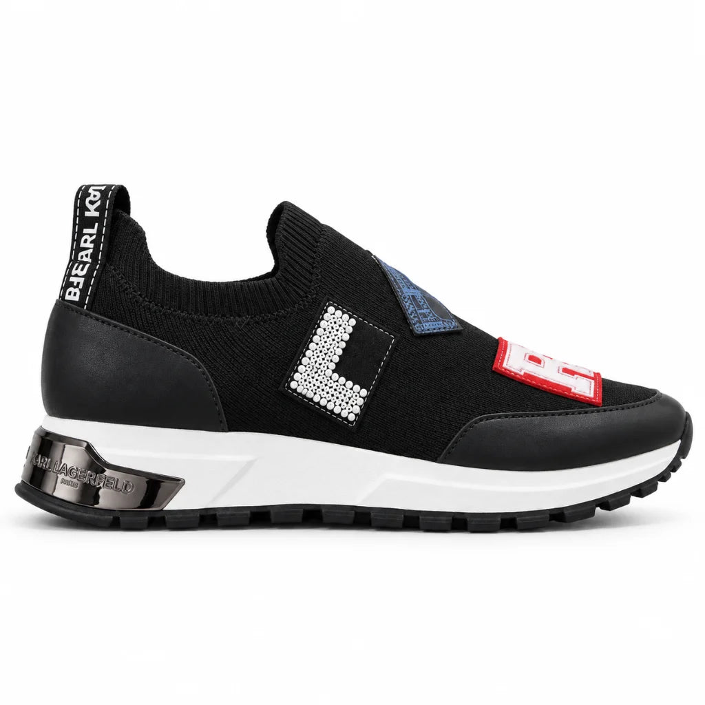 KARL LAGERFELD PARIS Embellished Knit Slip-On Sneakers Women-BLK - Black / 35