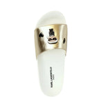 Karl Lagerfeld Paris Embellished Metallic Slide Sandals Women - GLD
