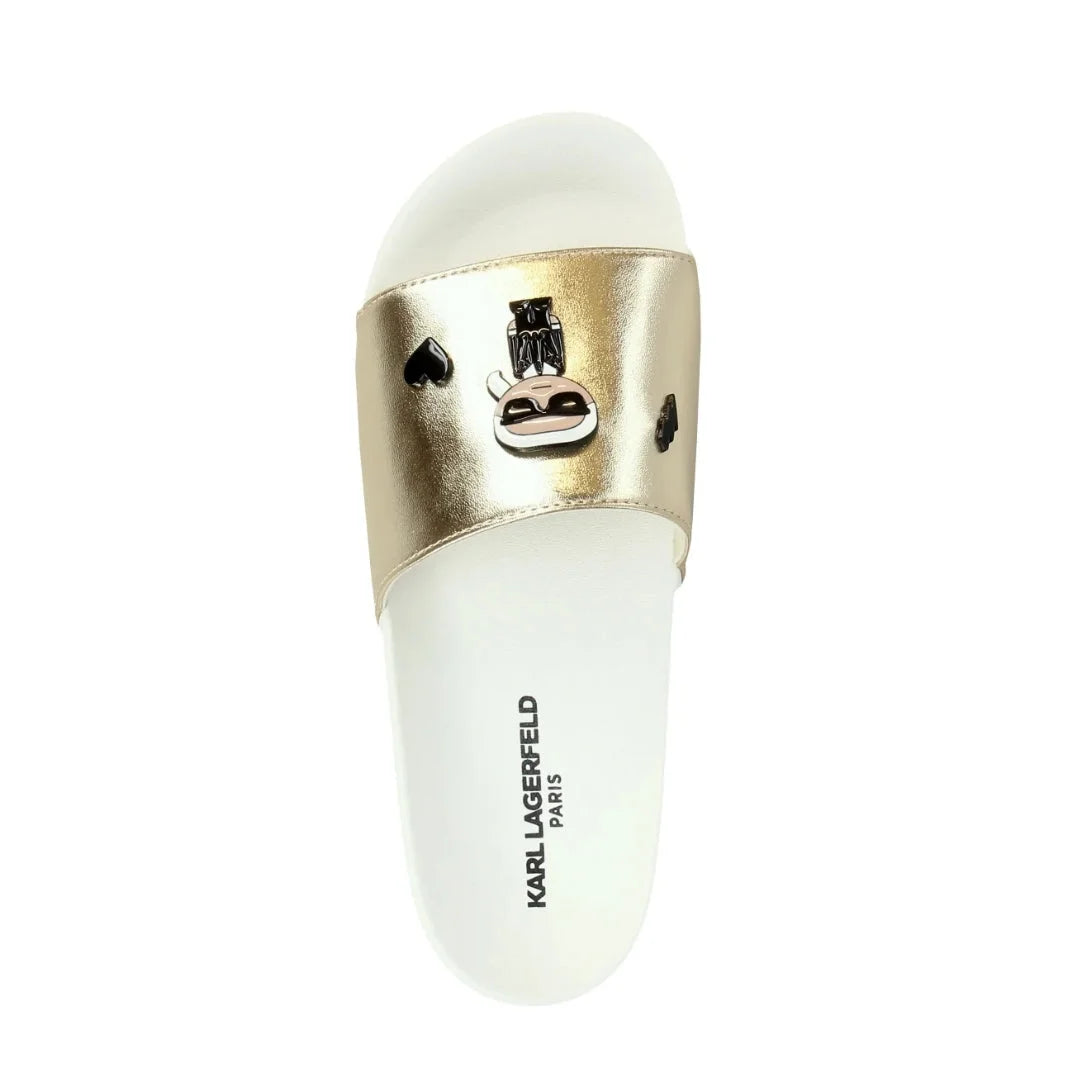 Karl Lagerfeld Paris Embellished Metallic Slide Sandals Women - GLD