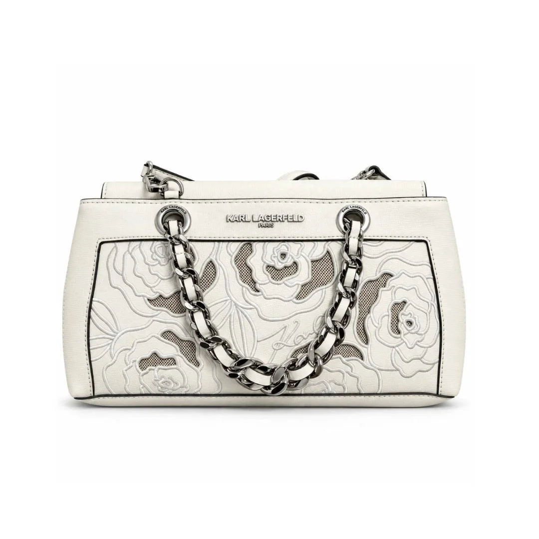 Karl Lagerfeld Paris Floral Chain Shoulder Bag - WHT - White