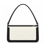 KARL LAGERFELD PARIS GENUINE LEATHER HANDBAG/SHOULDER WHITE/BLACK NEW AUTHENTIC - White-Black