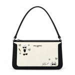 KARL LAGERFELD PARIS GENUINE LEATHER HANDBAG/SHOULDER WHITE/BLACK NEW AUTHENTIC - White-Black