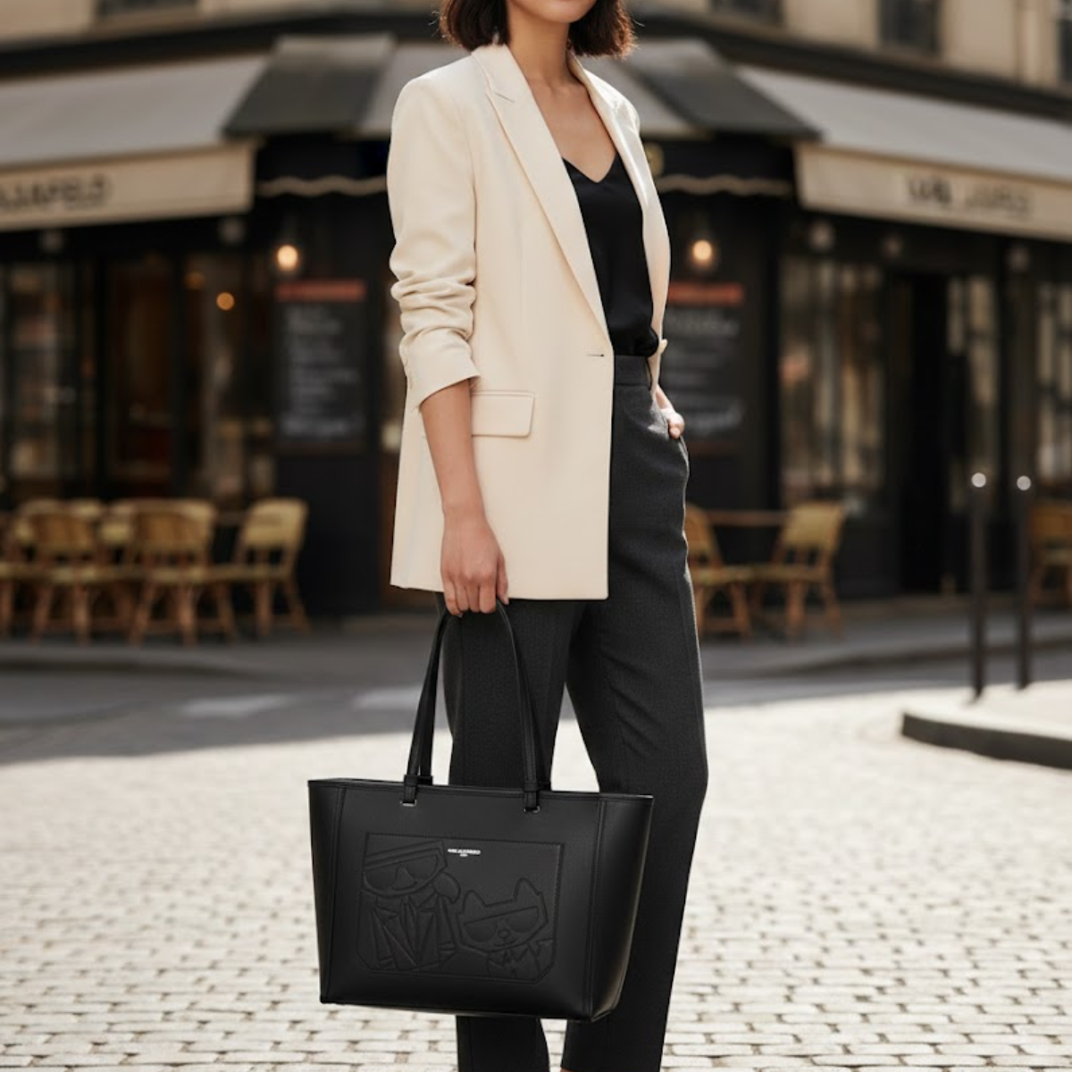 Karl Lagerfeld Paris genuine leather Shoulder Bag Women - BLK - Black