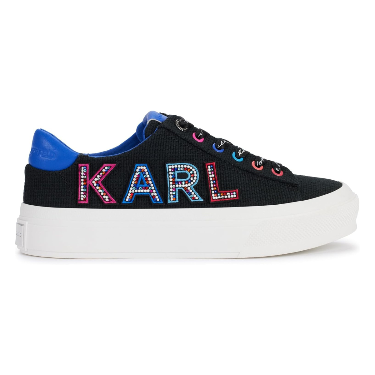 KARL LAGERFELD PARIS Gida Embellished Logo Sneakers Women -BLKBLU - Black-Blue / 35