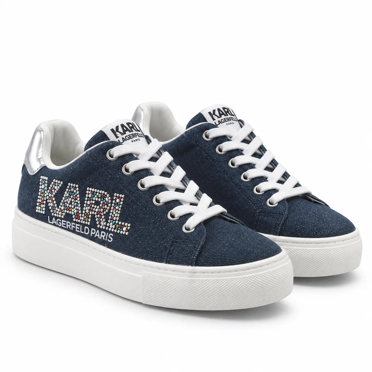 KARL LAGERFELD PARIS Gida Lace-Up Studded Sneaker Women - NVY