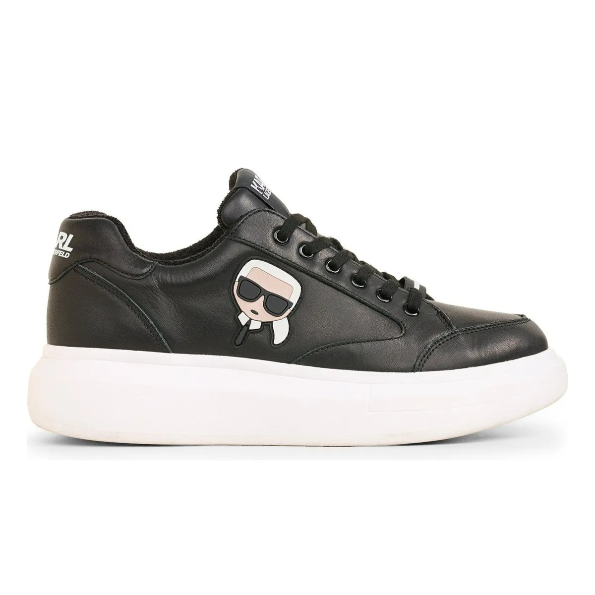 KARL LAGERFELD PARIS HEAD Leather Sneakers Women - BLK - Black / 35