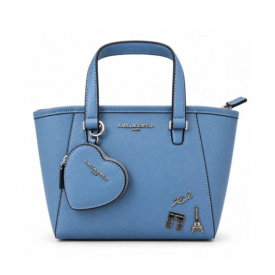 Karl Lagerfeld Paris Heart Charm Tote Bag - SBLU - Sky Blue