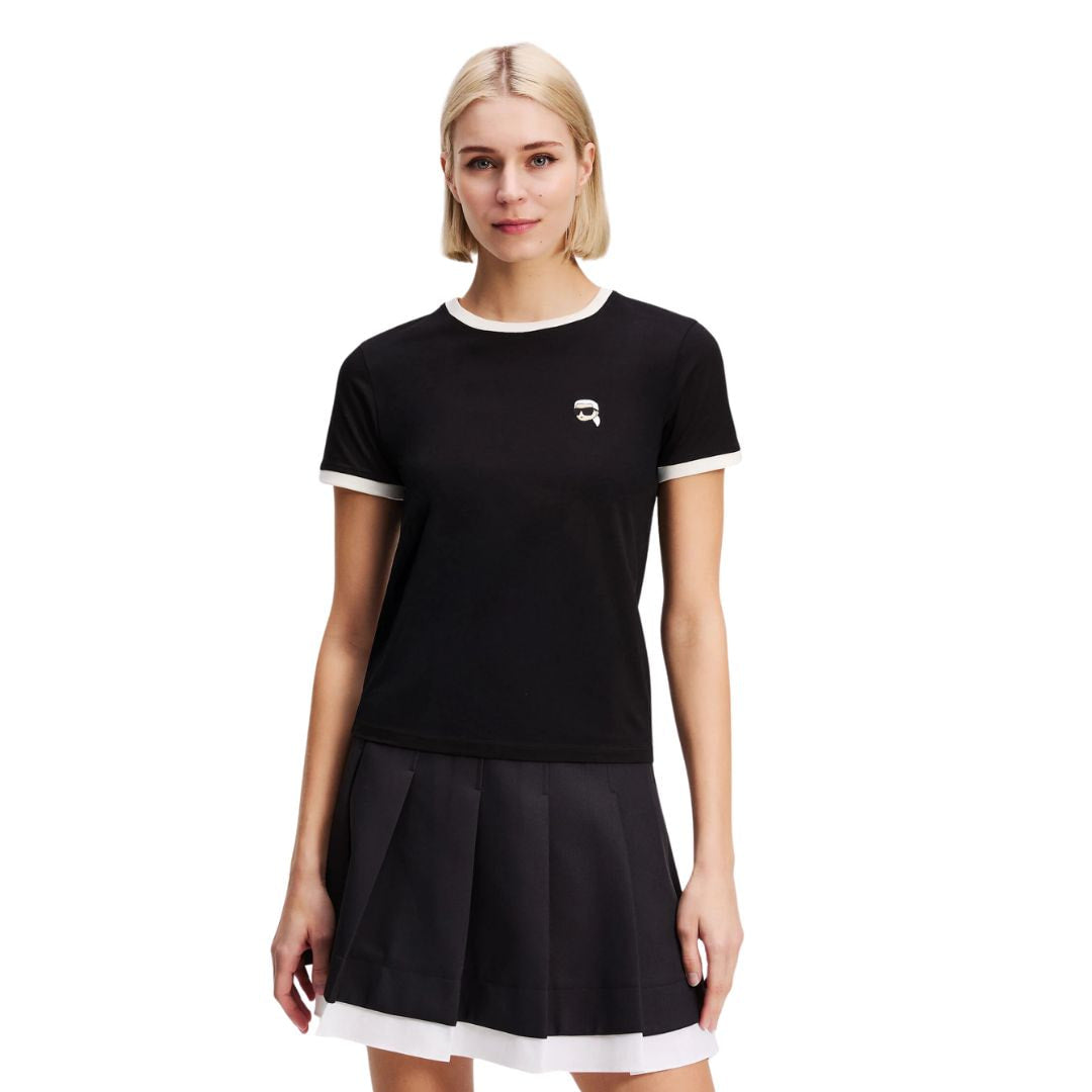 Karl Lagerfeld Paris IKON CONTRAST PIPING T-SHIRT Women - M / Black