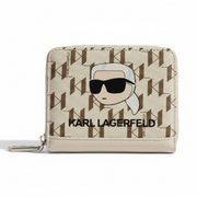 Karl Lagerfeld Paris Ikonik Sm Folded Zip Wallet Women - BEGBRN - Beige-Brown