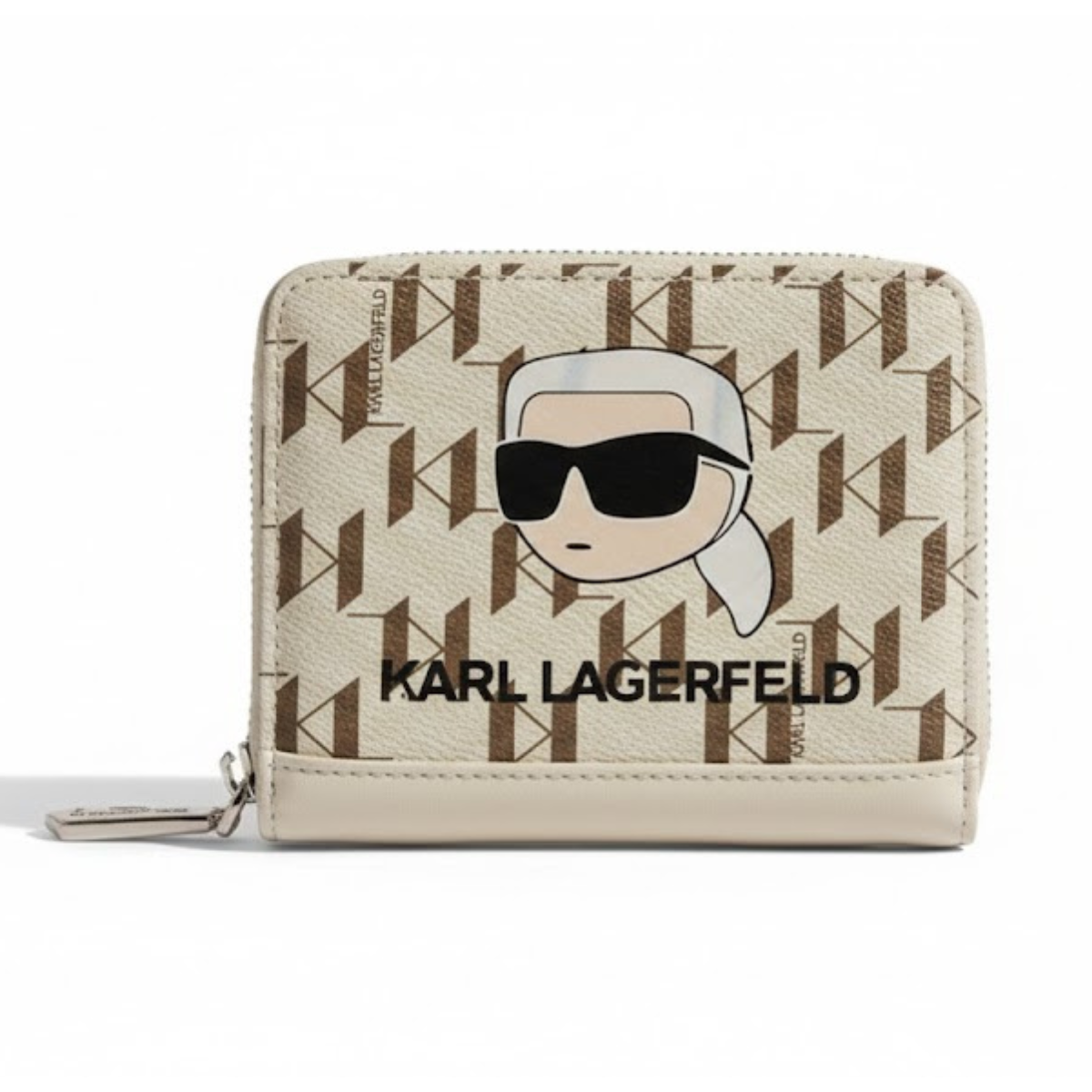 Karl Lagerfeld Paris Ikonik Sm Folded Zip Wallet Women - BEGBRN - Beige-Brown