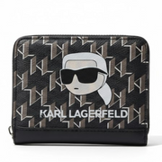 Karl Lagerfeld Paris Ikonik Sm Folded Zip Wallet Women - BEGBRN - Beige-Brown
