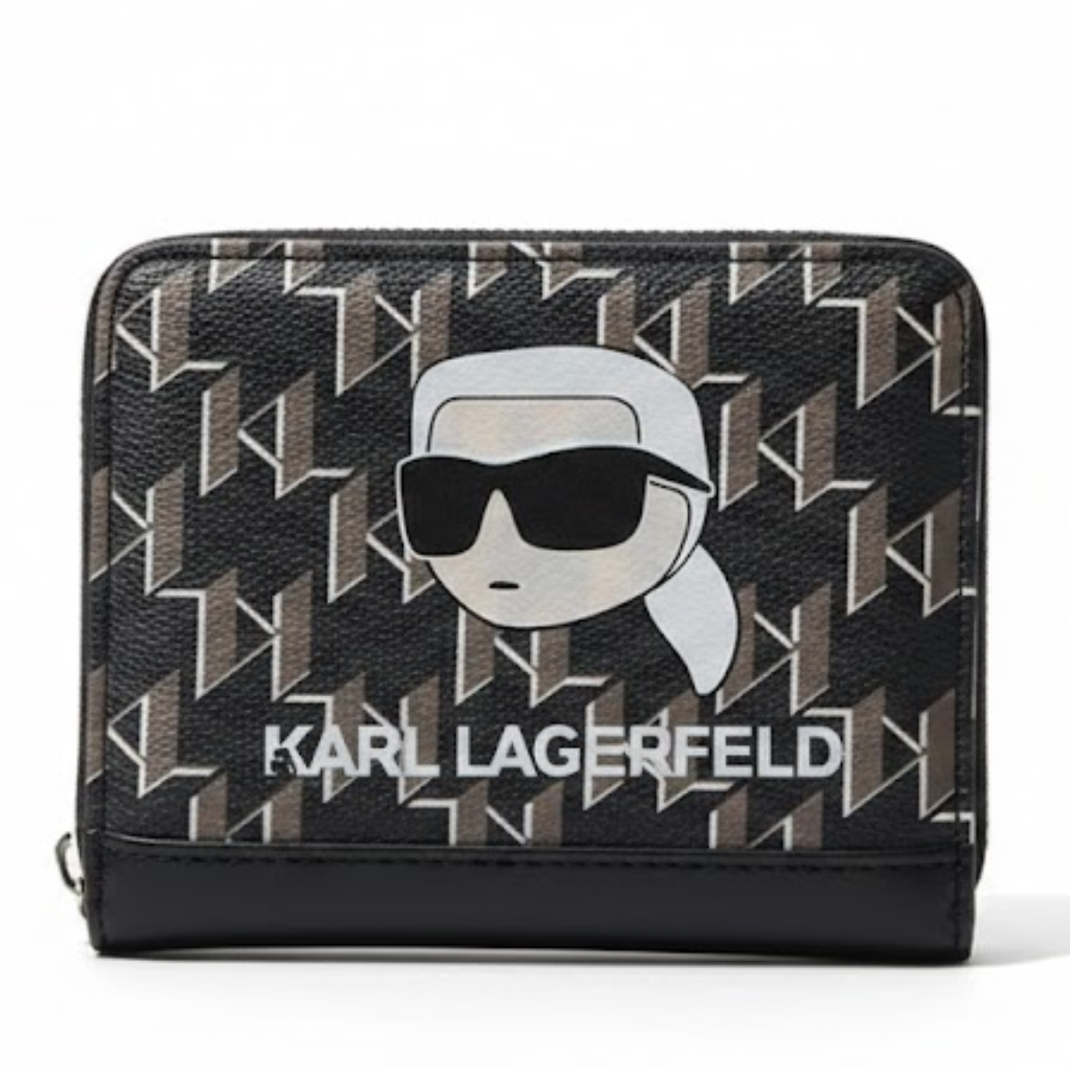 Karl Lagerfeld Paris Ikonik Sm Folded Zip Wallet Women - BEGBRN - Beige-Brown