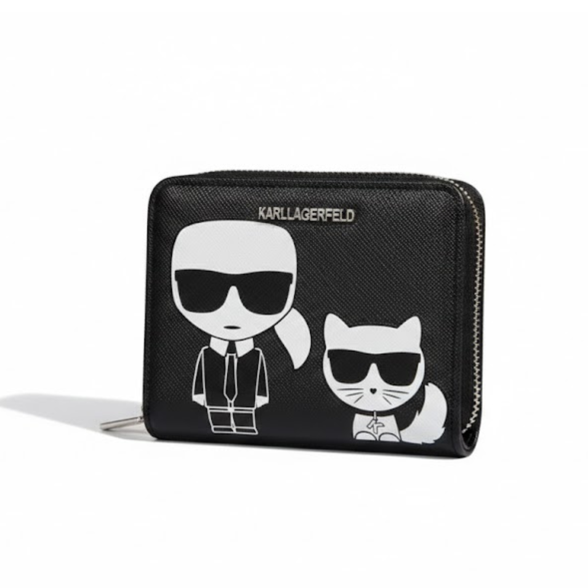 Karl Lagerfeld Paris Ikonik Sm Folded Zip Wallet Women - BLK - Black