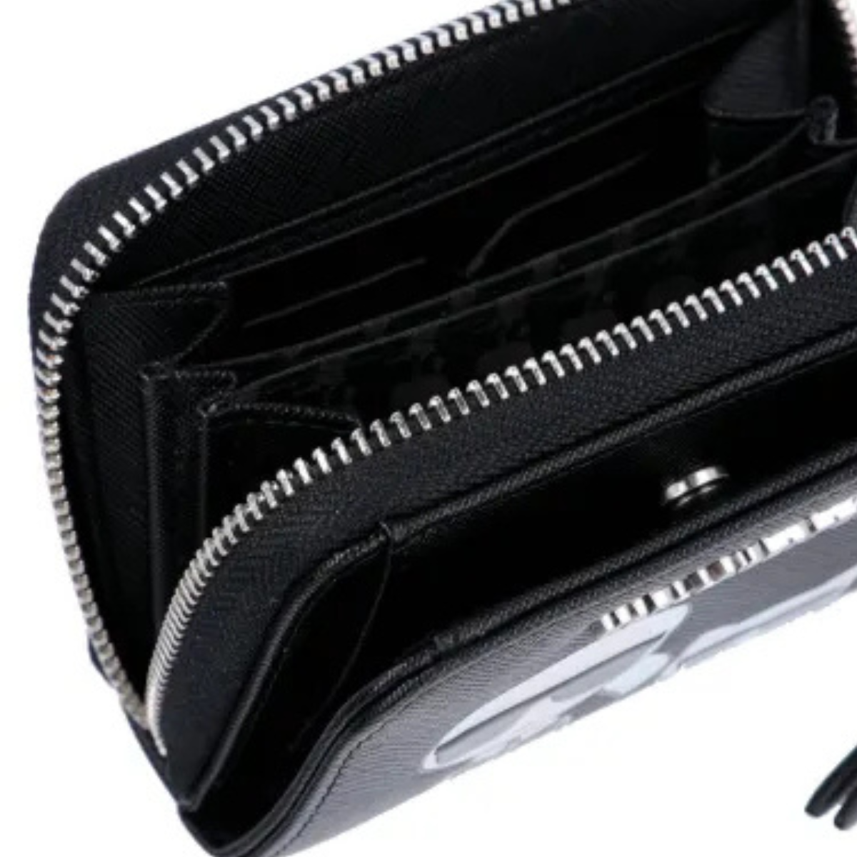 Karl Lagerfeld Paris Ikonik Sm Folded Zip Wallet Women - BLK - Black