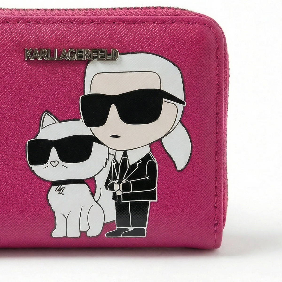 Karl Lagerfeld Paris Ikonik Sm Folded Zip Wallet Women - PNK - Pink